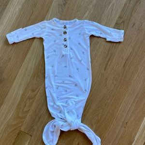 Lou Lou and Company knotted gown in newborn size with fold over cuff